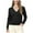 Black, variant on Womens V Neck Embossed Textured Button Down Cropped Knit Cardigan Long Sleeve Lightweight Sweater Jacket White S