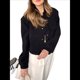 thumbnail image 3 of Chaqueta con Botones y Hombros Caídos para Mujer, Abrigo Corto y Prendas de Abrigo Negro S, 3 of 7