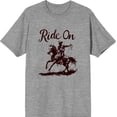 thumbnail image 3 of Cowboy "Ride On" Adult Heather Gray Crew Neck Short Sleeve Tee-Medium, 3 of 4