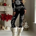 thumbnail image 2 of Outfmvch Snowflake Tights Christmas Pants Sweater Leggings for Women Cotton Leggings Womens Cargo Pants with Pockets High Waisted Cargo Pants Cargo Jeans Black L, 2 of 4