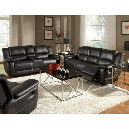 Coaster Lee 2 Piece Leather Reclining Sofa Set In Black Coaster Lee 2 Piece Leather Reclining Sofa Set In Black