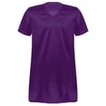 thumbnail image 2 of Alvivi Men Satin Nightgown V Neck Short Sleeve Sleepwear Solid Nightwear Purple XL, 2 of 8