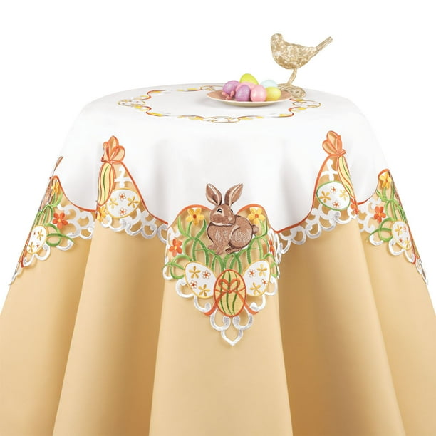 Collections Etc Easter Bunny and Eggs Table Linens SQUARE