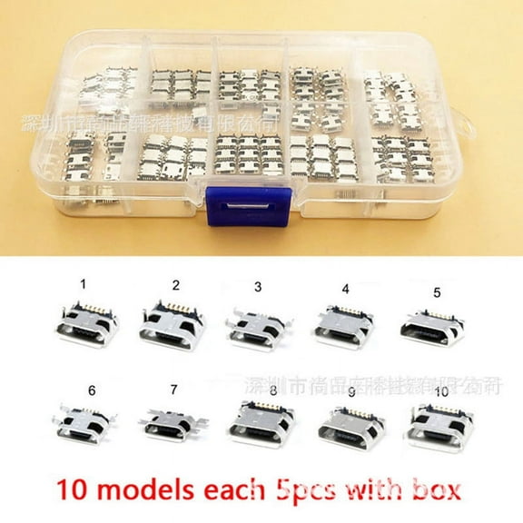 TABLZONE 50Pcs Micro USB Female Socket Copper Standard Port for USB Replacement
