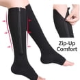 thumbnail image 4 of UDIYO 1 Pair Zipper Closure Elasticity Compression Socks Unisex Knee High Open Toe Health Care, 4 of 5