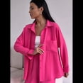 thumbnail image 4 of Conjuntos de 2 Piezas para Mujer: Conjuntos Casuales de Salón, Camisas de Larga con Botones y Pantalones de Pierna Rosa Roja L, 4 of 10