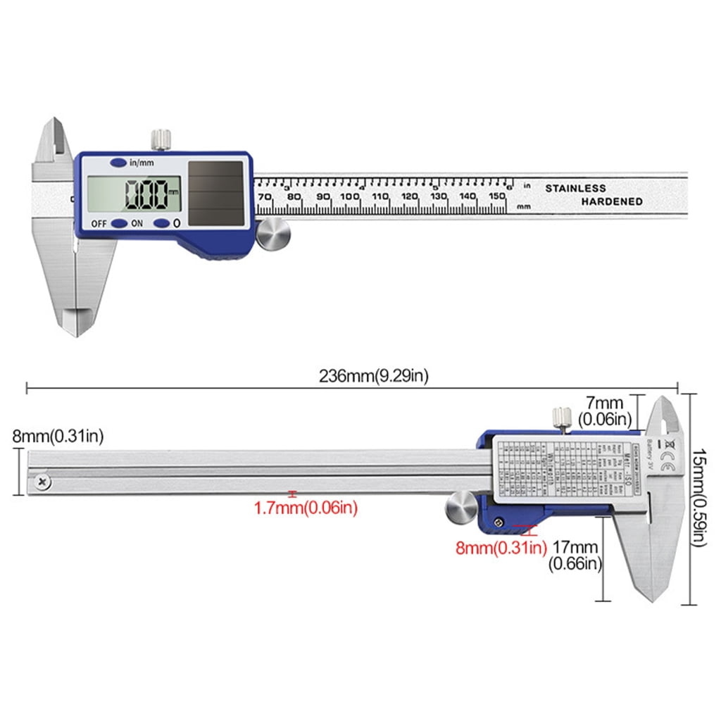 Digital Measuring Calipers 150mm Solar Battery Operated With LCD Display Accuracy Measuring Tool For Mechanical Projects