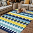 thumbnail image 2 of Fsddascl Blue Yellow Teal Stripes Outdoor Rug for Patio/Deck/Porch, Non-Slip Large Area Rug 4 x 6 Ft, Boho Colorful Ombre Texture Indoor Outdoor Rugs Washable Area Rugs, Camping Rug Carpet, 2 of 5
