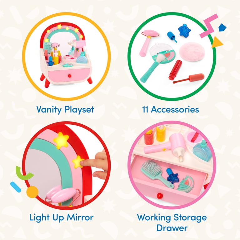 Battat Shine 'n' Smile Vanity Mirror & Plastic Accessories Playset