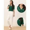 thumbnail image 2 of Blusa De Chifón Con Botones De Manga Corta Y Cuello Peter Pan Para Mujer Verde Oscuro S, 2 of 5