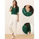 thumbnail image 2 of Blusa De Chifón Con Botones De Manga Corta Y Cuello Peter Pan Para Mujer Verde Oscuro S, 2 of 5