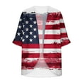 thumbnail image 5 of FAVIPT Womens Chiffon Kimono Cardigans 3/4 Puff Sleeve Cover Up Shirts American Flag Stars And Stripes Print Blouses Casual Loose Lightweight Tops Multicolor,L, 5 of 5
