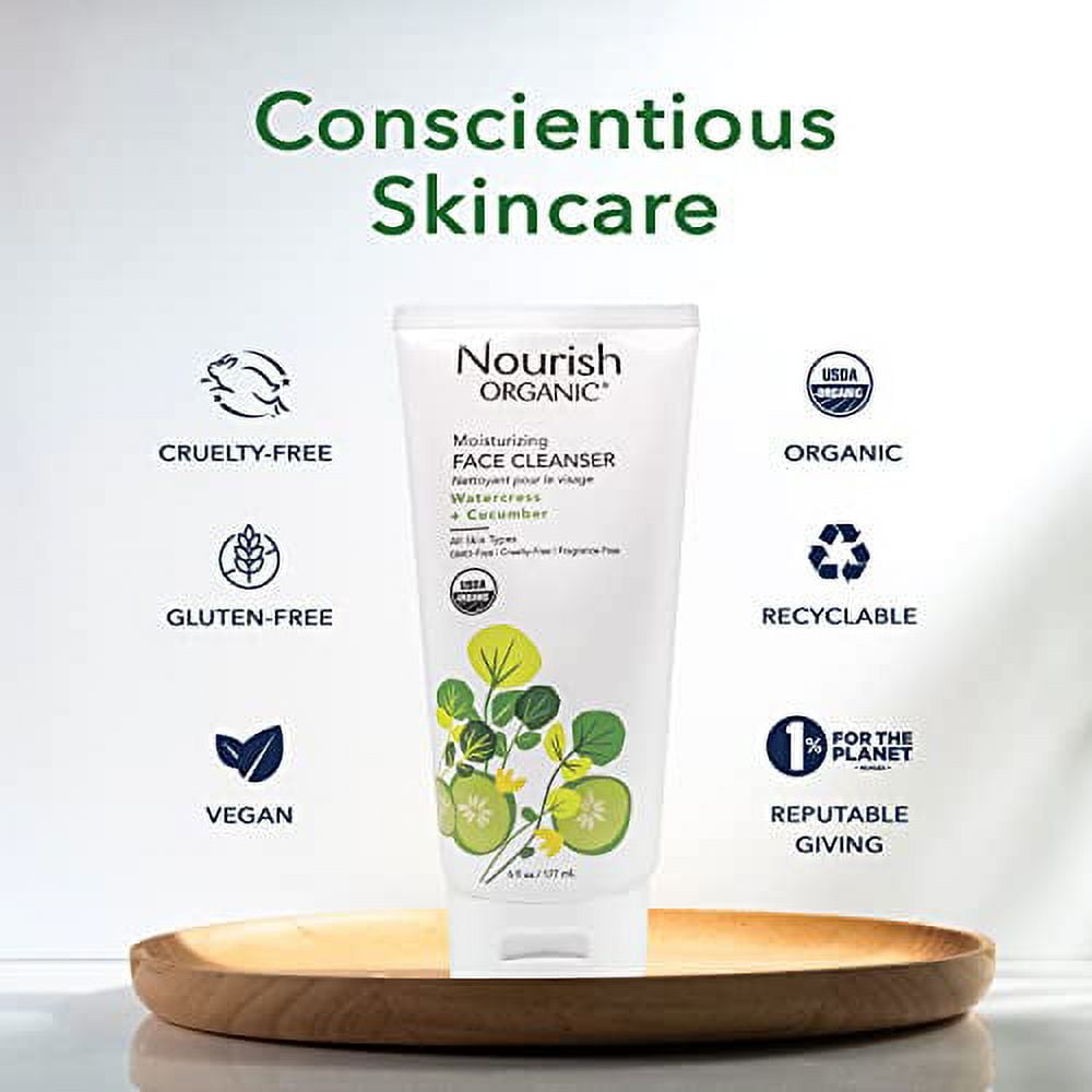 Moisturizing Face Cleanser With Aloe Vera/Watercress/Cucumber (Natural Source Of C), Face Wash For Women, Organic Face Wash For Sensitive Skin, 6 Fl Oz (Pack Of 2)