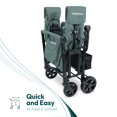 thumbnail image 5 of WONDERFOLD W4 Elite Stroller Wagon (4 Seater) - Collapsible Wagon Stroller with Seats with 5-Point Harnesses, Adjustable Push Handle, and Removable UV Sun Canopy, Hunter Green, 5 of 5