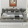 thumbnail image 2 of MODERNLUXE Twin Size Daybed with 2 Drawers, Wooden L-Shaped Platform Bed with Storage Shelves and Study Desk,Gray, 2 of 7