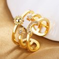 thumbnail image 1 of Anillo de Plata de Ley 925 HipHop abierto ajustable plata/oro para mujer exquisita joyería para novia estudiante regalo de fiesta de boda, 1 of 2