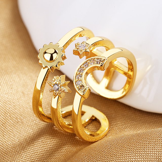 Anillo de Plata de Ley 925 HipHop abierto ajustable plata/oro para mujer exquisita joyería para novia estudiante regalo de fiesta de boda