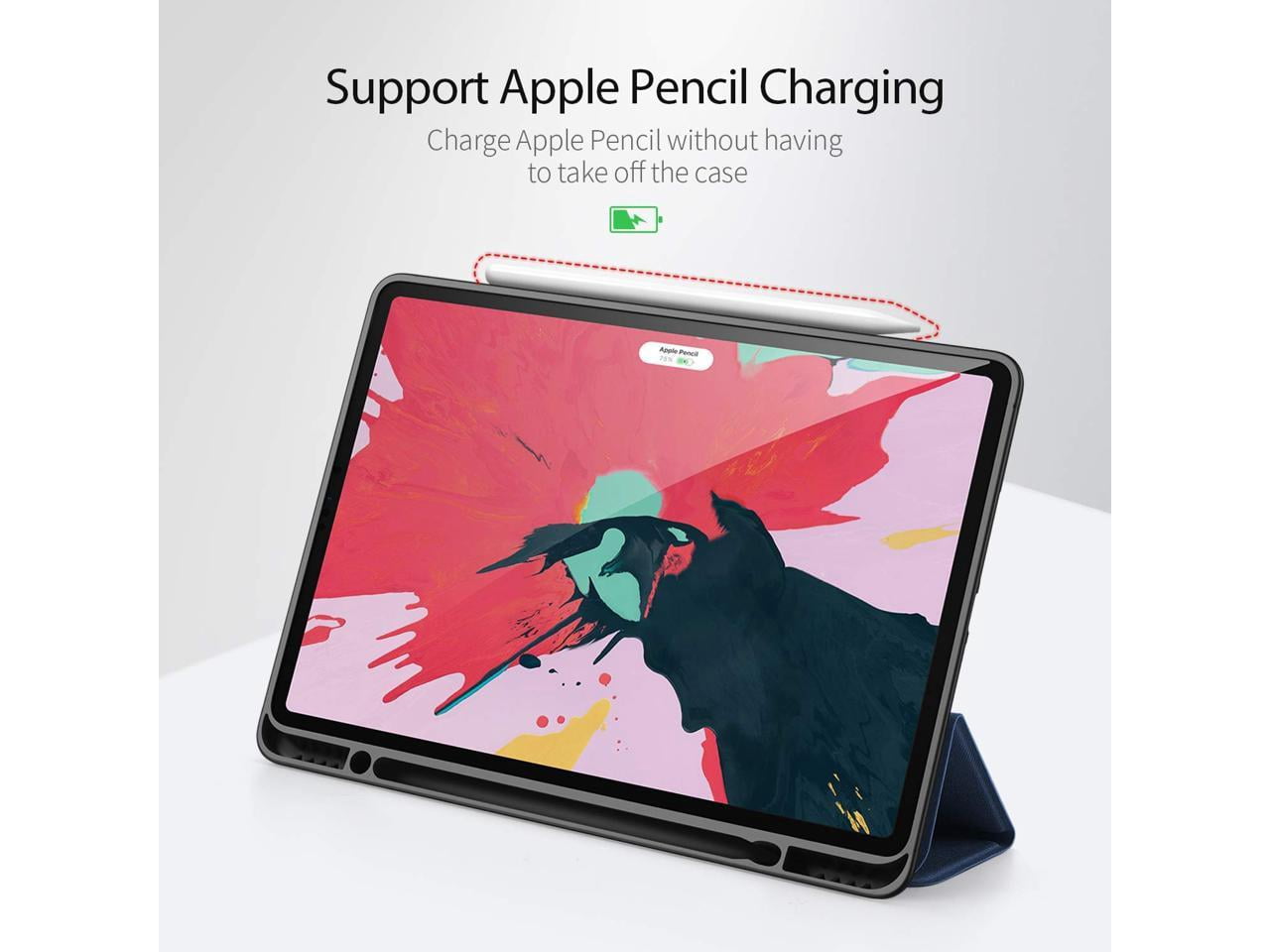 Slim Smart Case for iPad Pro 12.9 2022 2021 2020 6th 5th 4th Generation Support Apple Pencil Charging Soft TPU Protective Stand Cover