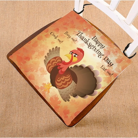 

PHFZK Turkey Bird Chair Pad Happy Thanksgiving Day Seat Cushion Chair Cushion Floor Cushion Two Sides Size 18x18 inches