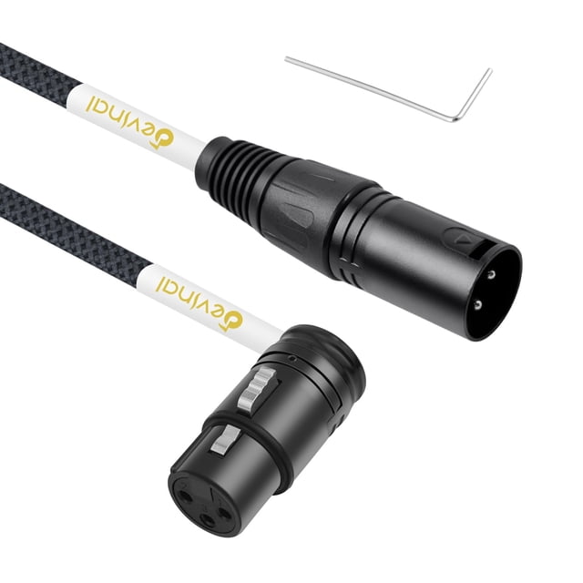 Cable XLR Devinal giratorio en ángulo recto macho a hembra de 1 m, 2 unidades