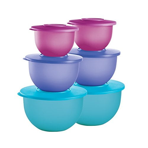 Tupperware Impressions Classic Bowl Set of 3 in Cool Aqua, Lupine and