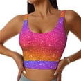 thumbnail image 2 of Haiem Holiday Shiny Pattern Womens Sports Bra - U Neck Padded Low Impact Yoga Bra Workout Crop Top Gym Moisture-Wicking Workout Vest -Large, 2 of 9
