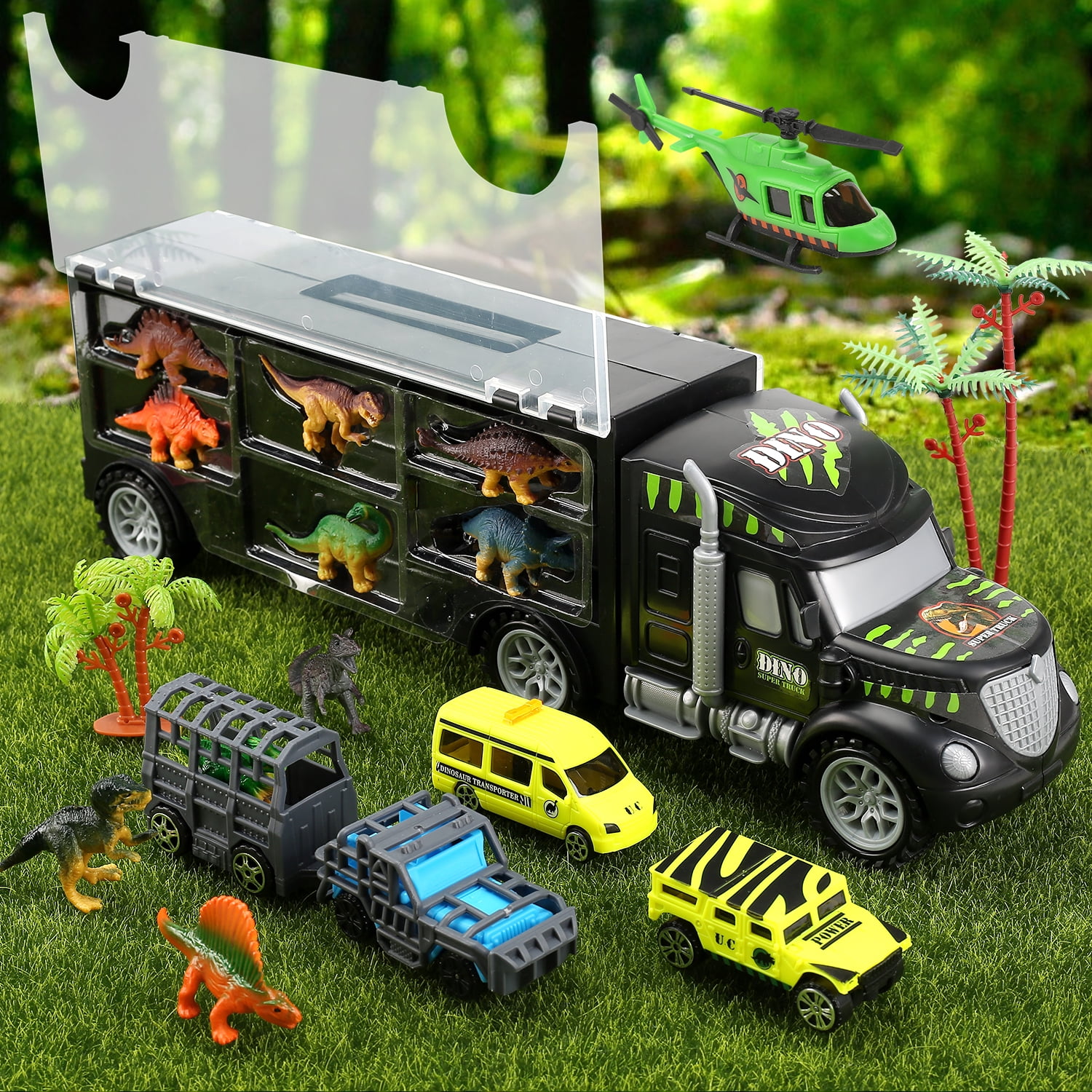 34 in 1 Dinosaurs Truck, Dino Transport Car Carrier Truck Toy with 12 Mini Kids Toys Buy CUTE STONE 34 In 1 Dinosaurs Truck, Dino Transport
