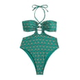 thumbnail image 1 of Aayomet Maillot de Bain Grande Taille pour Femmes Col en V Profond Dos Croisé Bretelles Réglables, Vert m, 1 of 2