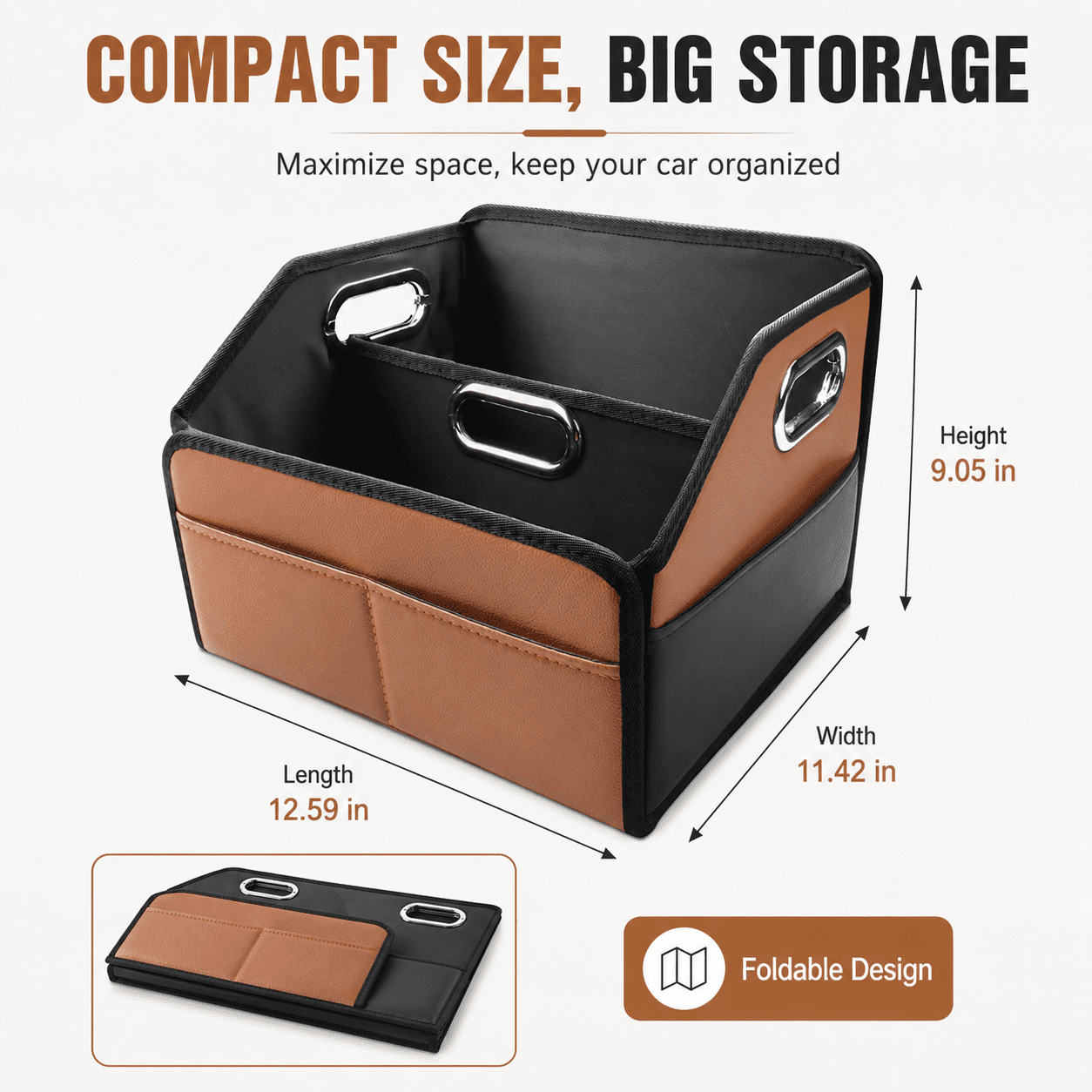 Noaman Leather Car Seat Organizer with 6 Compartments, 3 Handles, Multipurpose