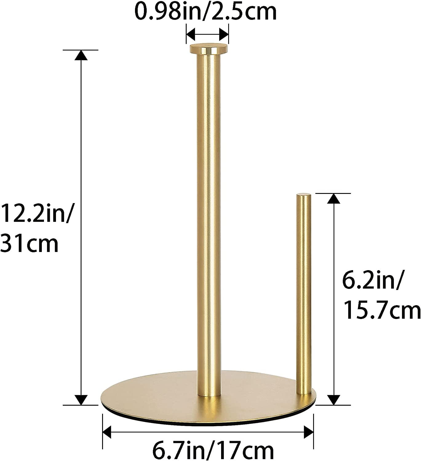 Gold Countertop Paper Towel Holder, Stainless Steel, Modern Kitchen and Bathroom Organization