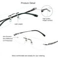 thumbnail image 2 of VisionGlobal Pure Titanium Frame for men/women Blue Light Blocking,Hand-set Diamond Fashion Glasses (Grey Clear, +3.50 Magnification), 2 of 5