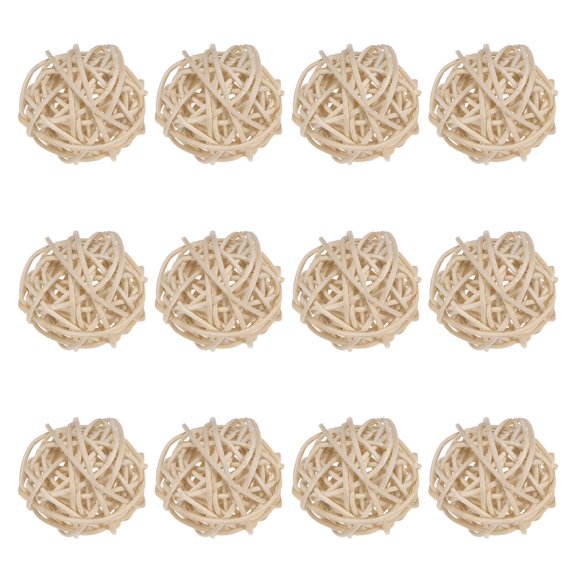 Uxcell 12-Pack Bolas de Ratan Tejido 40mm/1.6 Pulgadas Bolas Decorativas de Ratan para Navidad Bodas Acción de Gracias Color Natural