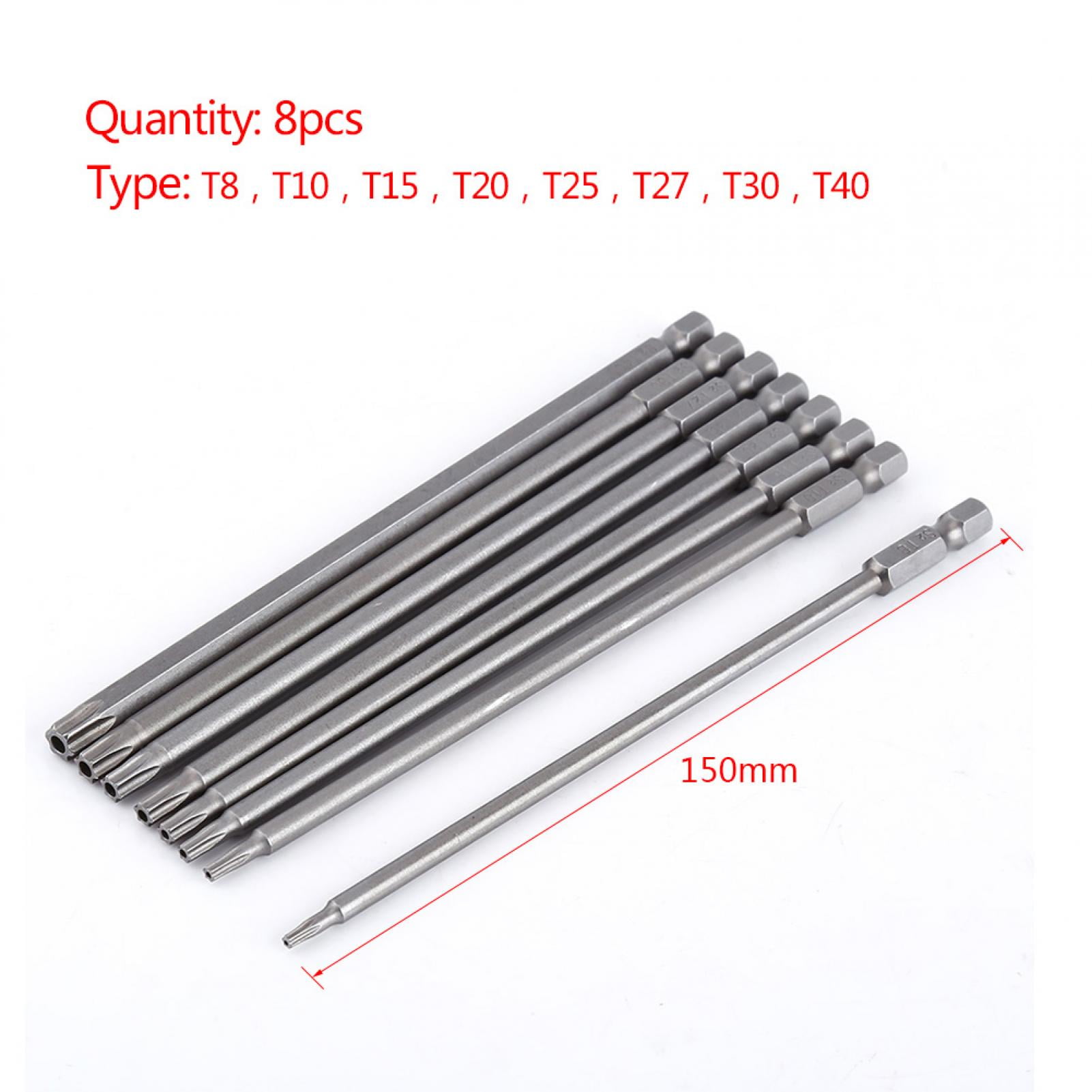 8pcs S2 Steel Star Head Screwdriver Set Bits Hand Tools Magnetic Screw Driver Set 150mm, for Manual or Electric Screwdriver