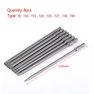 8pcs S2 Steel Star Head Screwdriver Set Bits Hand Tools Magnetic Screw Driver Set 150mm, for Manual or Electric Screwdriver