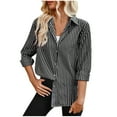 thumbnail image 1 of AherBiu Womens Button down Shirt Striped Long Sleeve Collared Dressy Casual Shacket Trendy Fall Blouses, 1 of 5