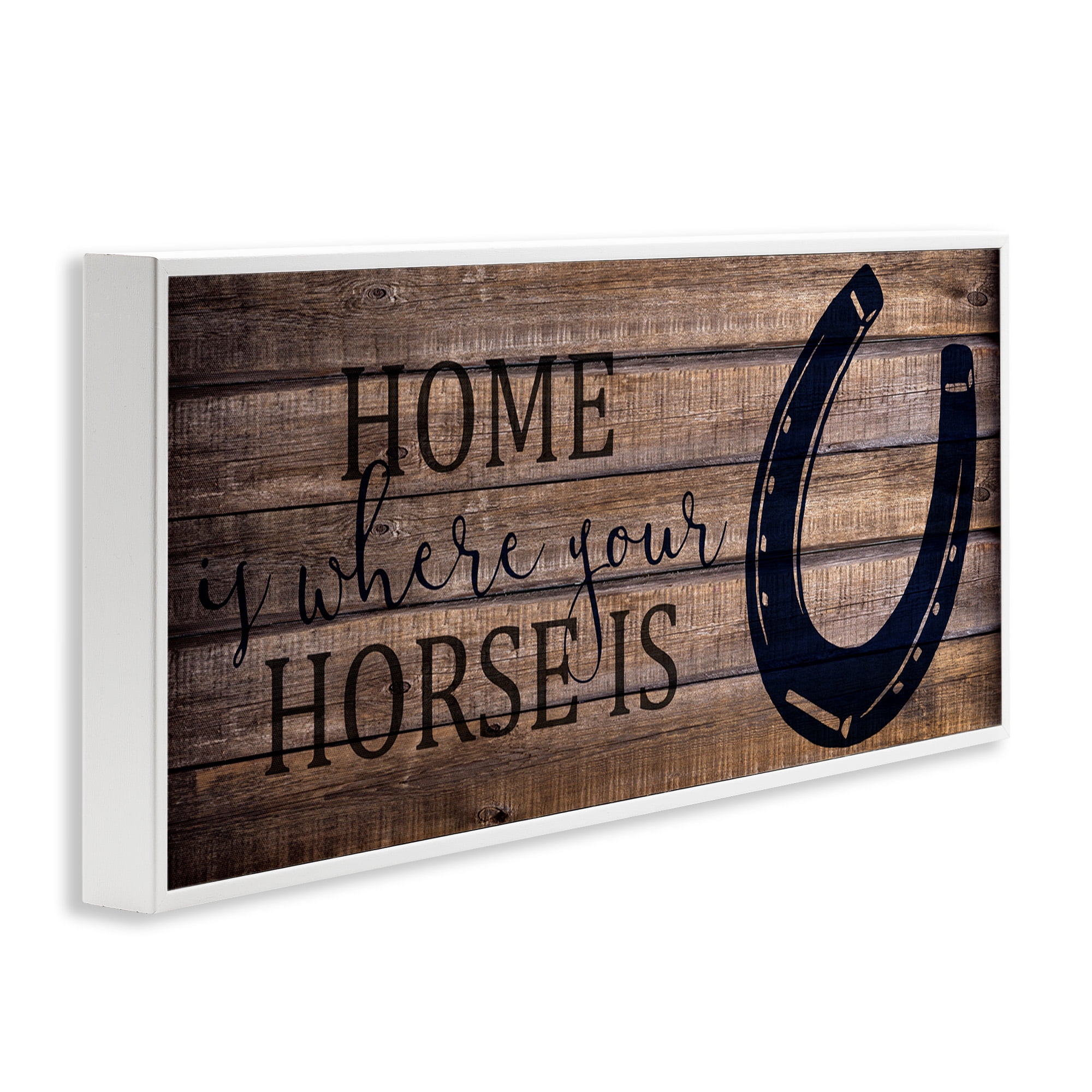 Stupell Industries Western Home Where Horse Is Typography Painting White Framed Art Print Wall Art, 24 x 10