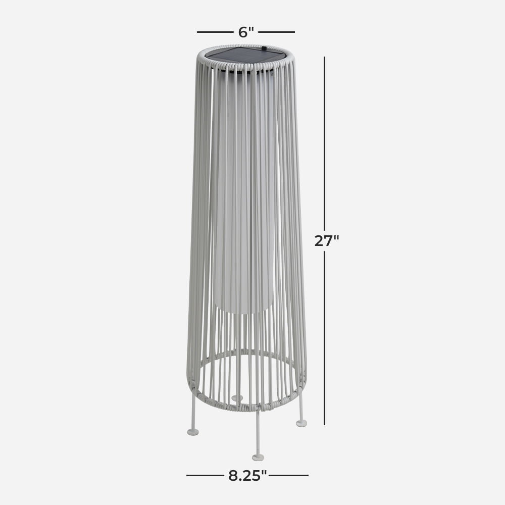 GRANDPATIO Outdoor Floor Lamp 2-Pack Wicker Patio Solar Floor Light Waterproof Outside Deck Lamp,White