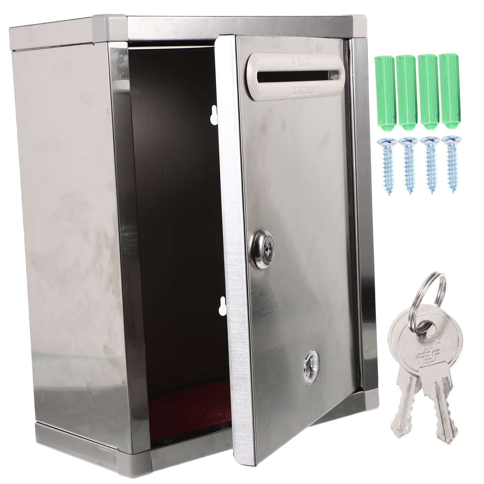 GOOHOCHY Silver Stainless Steel Wall Mount Letter Box Creative Mailbox Outdoor Use Size 1pc