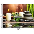 thumbnail image 2 of Zen Canvas Wall Art Paintings Decor Black Stone White Candle Green Bamboo Picture Posters for Spa Yoga Room Bathroom, Framed Modern Office Décor Home Walls Decoration, 12"x16"x 1Panel, 2 of 6