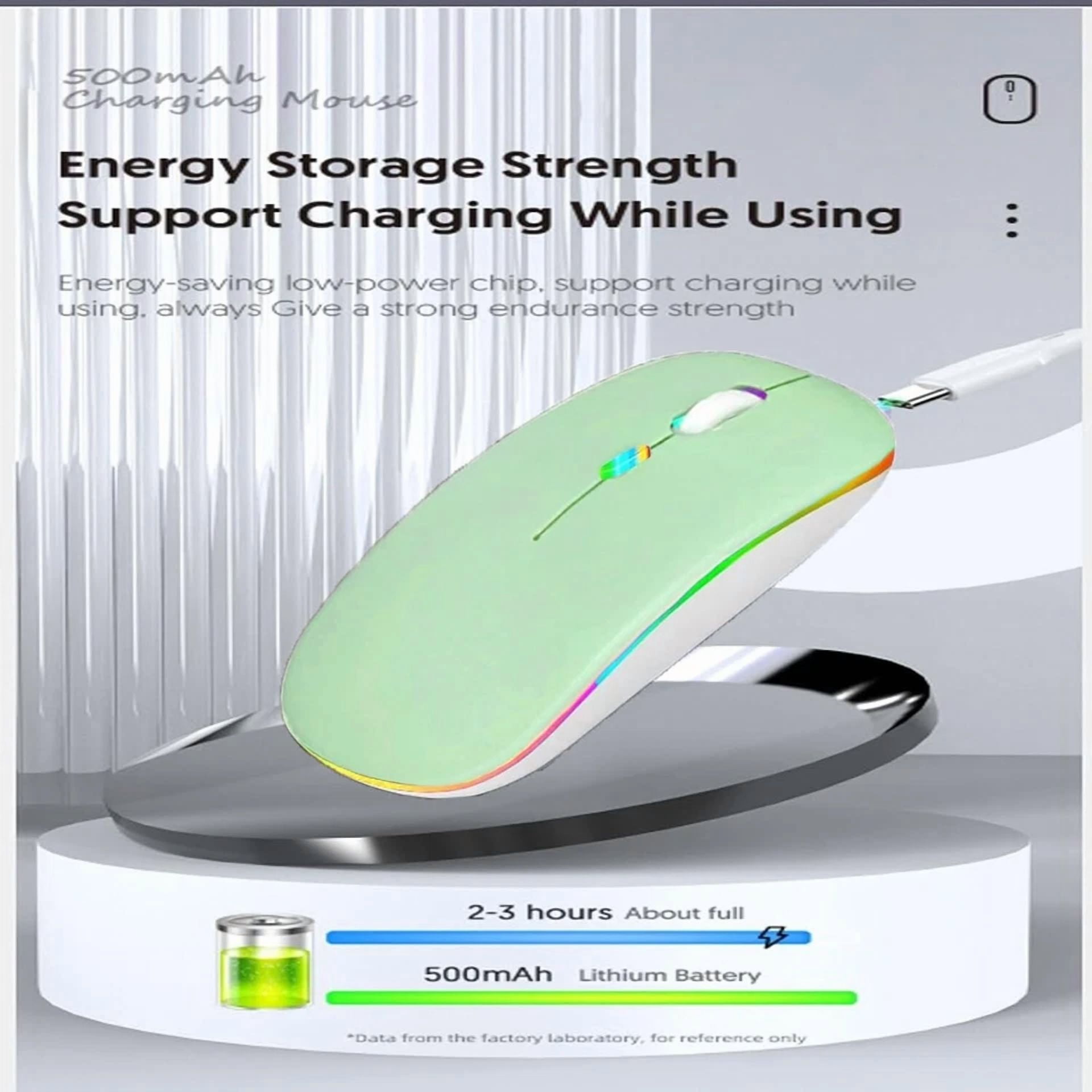CIRCLE- Led Dual Mode Rechargeable Wireless Bluetooth Mouse Silent Slim Laptop Green