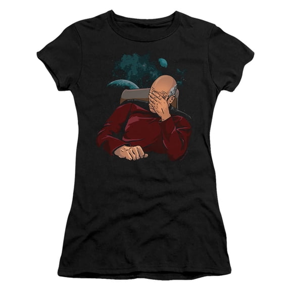Star Trek Facepalm Junior Women's Sheer T-Shirt Black