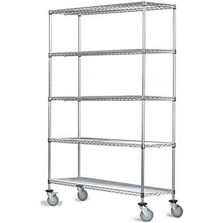

24 Deep x 36 Wide x 69 High 5 Tier Gray Wire Shelf Truck with 1200 lb Capacity