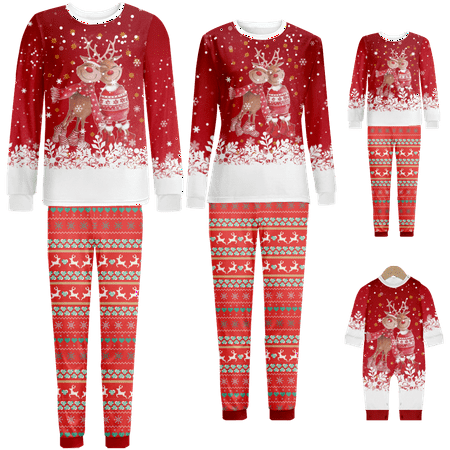 

Family Matching Christmas Pajamas Sleepwear Set Christmas Printed Sizes Baby-Kids-Adult-Pet 2-Piece Top and Pants Bodysuits Pajamas Sets