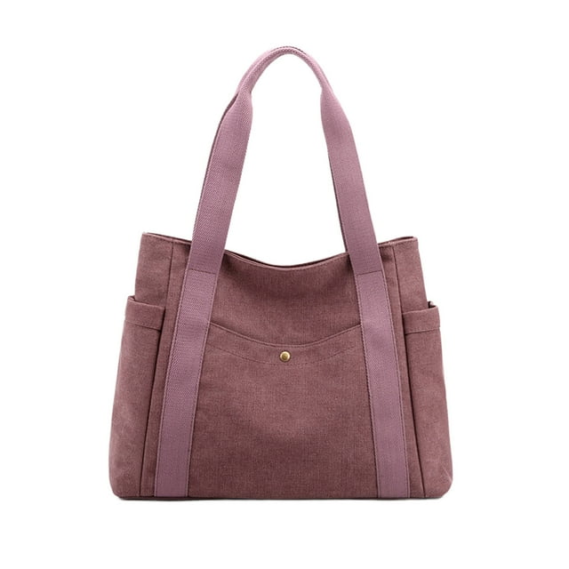 Bolso de lona para mujer - Bolso grande de viaje y trabajo de 21,6" con asas reforzadas, negro/marrón/gris/caqui/amarillo/rosa fuerte