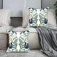 thumbnail image 4 of Floral Embroidered Summer Decorative Throw Pillow Covers 20"x 20" Set of 2, Farmhouse Cottage Navy Blue Green Flowers Leaves Knit Pattern Cotton Canvas Cushion Case for Couch Bed Living Room, 4 of 7