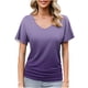 thumbnail image 1 of Camisetas de Manga Corta Casuales para las Mujeres con Cuello en V, Sudadera Casual de Poliéster, Impresión Sólida de las Señoras para la Fiesta de Trabajo Diaria, Invierno Y Primavera, 1 of 9