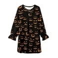 thumbnail image 4 of Girls Pajamas Loose Halloween Pumpkin Print Crew Neck Long Sleeve Ruffle Nightgown Pjs for Girls Size 3-4 Y, 4 of 5