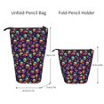 thumbnail image 2 of Xecao Skull mushroom rainbow color Print Telescopic Pencil Bag Pen Holder Pop Up Stationery Case Stand-up Retractable Transformer Bag Standing Organizer, 2 of 6