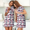 thumbnail image 4 of Fotbe Red Wine Glass Bottle Bata de Dormir para Mujer con Estampado, Camisón de Algodón de Manga Corta, Ropa de Dormir Casual, 4 of 6