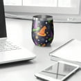 thumbnail image 3 of Halloween Pattern 12oz Stainless Steel Insulated Wine Tumbler with Lid and Straw – Double Wall Vacuum Mug for Hot & Cold Drinks, 304 Steel Interior, Sweat-Free Design. Trick or Treat !, 3 of 5